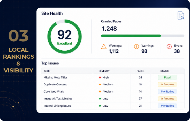 Local search rankings and visibility